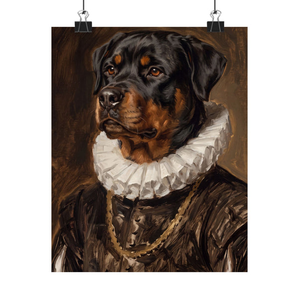 Rottweiler Renaissance Royal Portrait Matte Poster, Regal Dog Art Print, Rottweiler Lover Gift, Wall Art