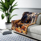Rottweiler Watercolor Autumn Path Throw Blanket | Premium Dog Art | Tritan