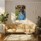Boxer Dog Oil Painting Soccer Portrait Canvas Wall Art Decor Gift for Dog Lover
