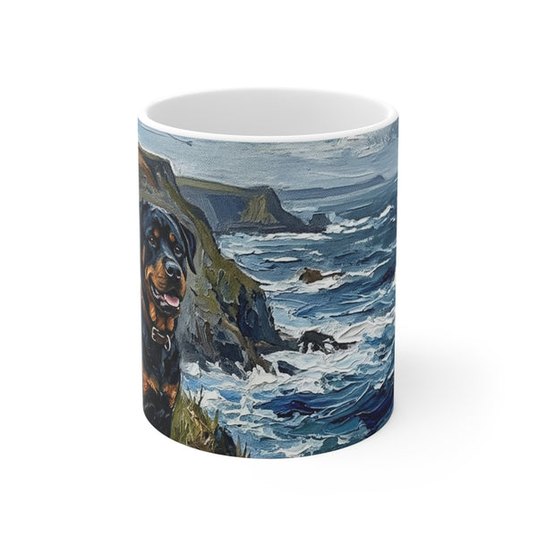 Rottweiler Coastal Cliffside Gift Set — Mug + Coaster + Sticker | Tritan