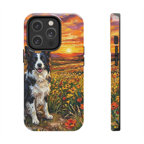 Border Collie Acrylic Gallery Print Sunset Prairie Tough Phone Case | Dog Lover Gift