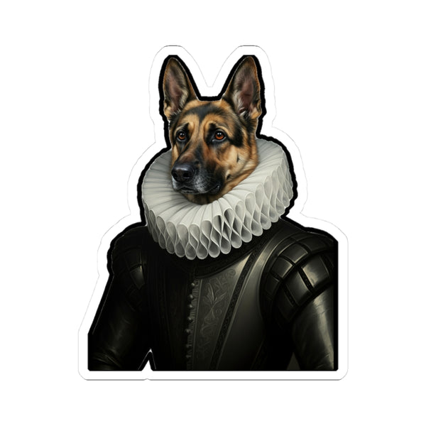 German Shepherd Renaissance Royal Portrait Sticker, Dog Portrait Vinyl Decal, Kiss-Cut Sticker, German Shepherd Lover Gift