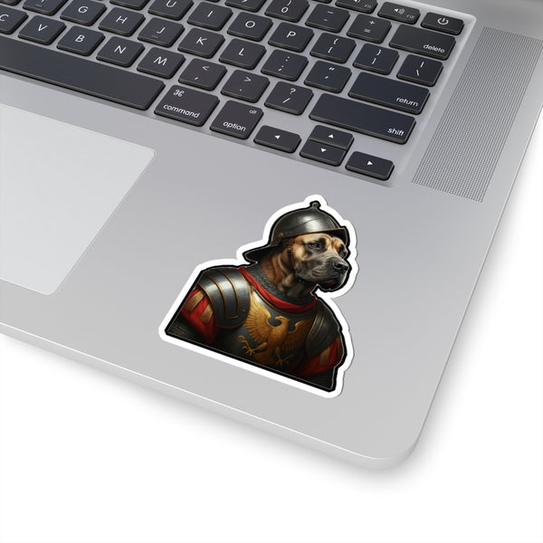 Cane Corso Medieval Knight Portrait Sticker, Dog Portrait Vinyl Decal, Kiss-Cut Sticker, Cane Corso Lover Gift — Lifestyle View