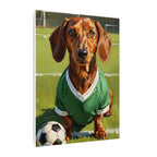 Dachshund Oil Painting Soccer Portrait Stretched Canvas Wall Art | Funny Dog Decor Gift | Pet Lover Home Art