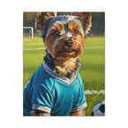 Yorkshire Terrier Oil Painting Soccer Portrait Canvas Wall Art | Yorkie Dog Lover Gift | Pet Decor for Home