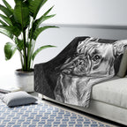 French Bulldog Charcoal Portrait Throw Blanket | Premium Dog Art | Tritan