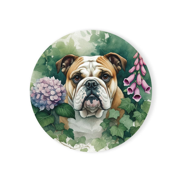 English Bulldog Watercolor Garden Peek Drink Coaster | Premium Dog Prints | Tritan