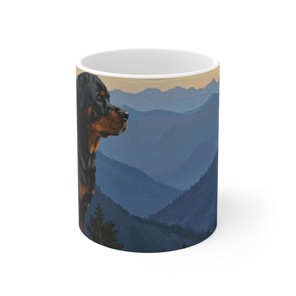 Acrylic Rottweiler - Mountain Overlook | Ceramic Mug 11oz