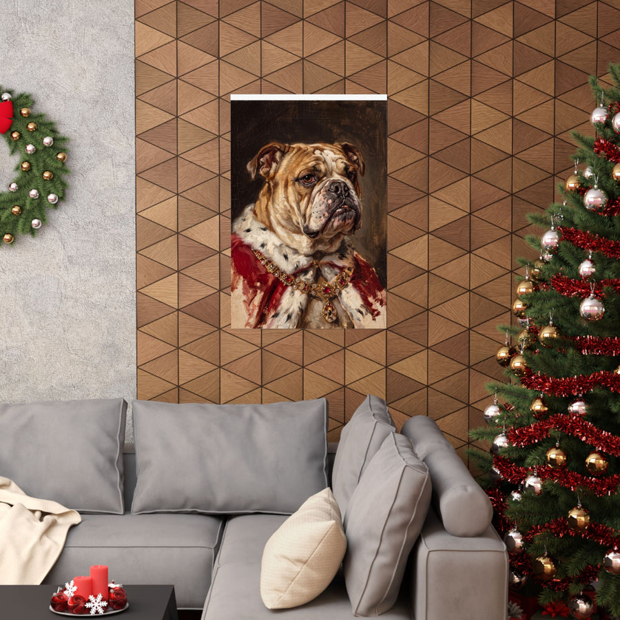 English Bulldog Kings & Queens Royal Portrait Matte Poster, Regal Dog Art Print, English Bulldog Lover Gift, Wall Art