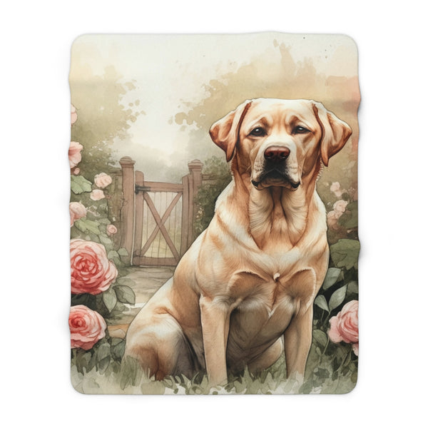 Labrador Retriever Watercolor Cottage Garden Throw Blanket | Premium Dog Prints | Tritan