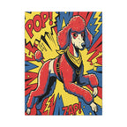 Standard Poodle Pop Art Canvas, Energetic Comic Book Style Print, Retro Halftone Dog Artwork for Modern Decor