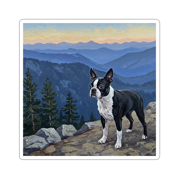 Acrylic Boston Terrier - Mountain Overlook | Kiss-Cut Stickers