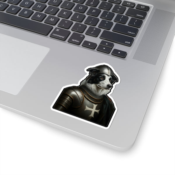 Border Collie Medieval Knight Portrait Sticker, Dog Portrait Vinyl Decal, Kiss-Cut Sticker, Border Collie Lover Gift — Lifestyle View