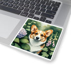 Corgi Watercolor Garden Peek Kiss-Cut Stickers | Premium Dog Prints | Tritan