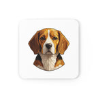 Beagle Low Poly Monochrome Gold Cork Back Coaster | Dog Lover Gift