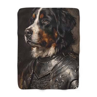 Bernese Mountain Dog Medieval Knight Portrait Regal Throw Blanket | Premium Dog Art | Tritan