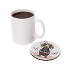 Dachshund Watercolor Butterfly Bloom Drink Coaster | Premium Dog Prints | Tritan