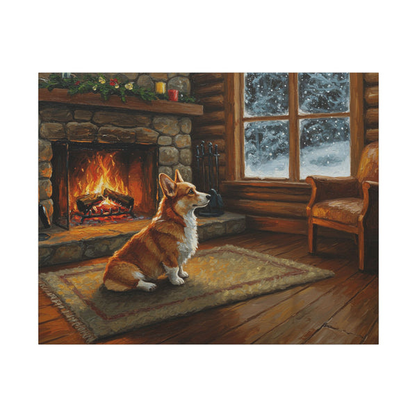 Corgi Acrylic Painting Canvas Wall Art, Dog Lover Gift, Stretched Canvas Print, Cute Pet Home Decor, Animal Art