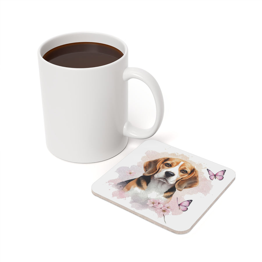 Beagle Watercolor Butterfly Bloom Drink Coaster | Premium Dog Prints | Tritan