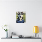 Siberian Husky Oil Painting Soccer Portrait Canvas Art | Dog Wall Decor | Pet Lover Gift for Sports Fans