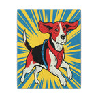 Beagle Comic Pop Art Canvas - Energetic Retro Dog Print with Halftone Shading and Bold Outlines