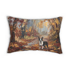Boston Terrier Acrylic Painting Lumbar Pillow, Autumn Woods Dog Art Gift, Pet Home Decor — view 3