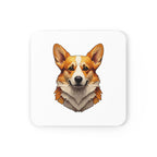Corgi Low Poly Monochrome Gold Cork Back Coaster | Dog Lover Gift