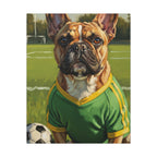 French Bulldog Oil Painting Soccer Portrait Canvas Wall Art Decor Gift for Dog Lovers