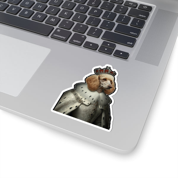 Poodle Kings & Queens Royal Portrait Sticker, Dog Portrait Vinyl Decal, Kiss-Cut Sticker, Poodle Lover Gift — Lifestyle View