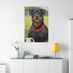 Rottweiler Oil Painting Soccer Portrait Canvas Wall Art Decor | Rottie Dog Lover Gift | Premium Pet Portrait Print