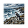 Siberian Husky Acrylic Coastal Cliffside Kiss-Cut Stickers | Premium Dog Art | Tritan