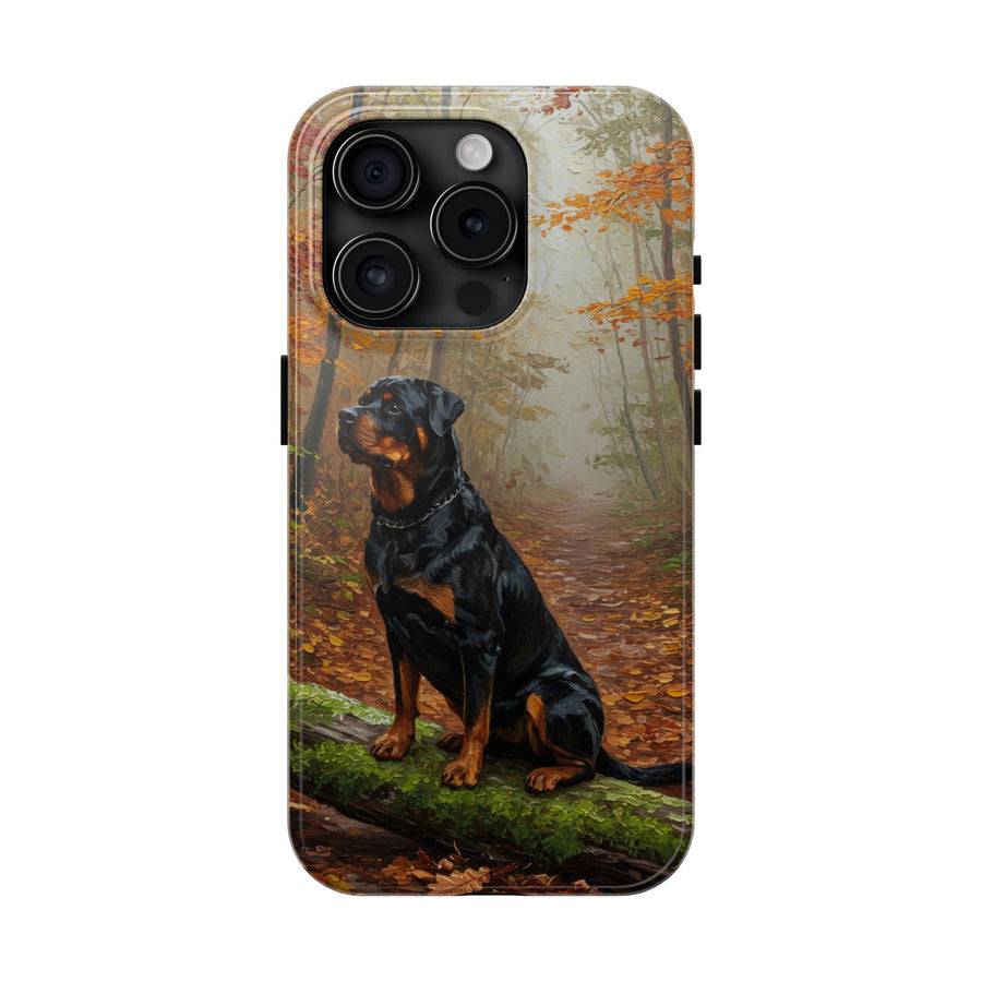 Acrylic Rottweiler - Autumn Woods | Tough Phone Case