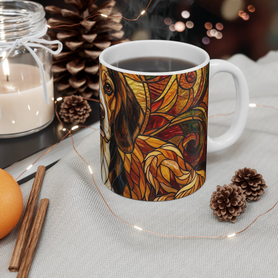 Beagle Stained Glass Warm Jewel Ceramic Mug 11oz | Dog Lover Gift
