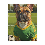 French Bulldog Oil Painting Soccer Portrait Canvas Wall Art Decor Gift for Dog Lovers