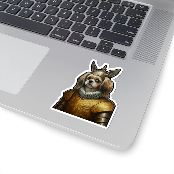 Shih Tzu Medieval Knight Portrait Sticker, Dog Portrait Vinyl Decal, Kiss-Cut Sticker, Shih Tzu Lover Gift — Lifestyle View