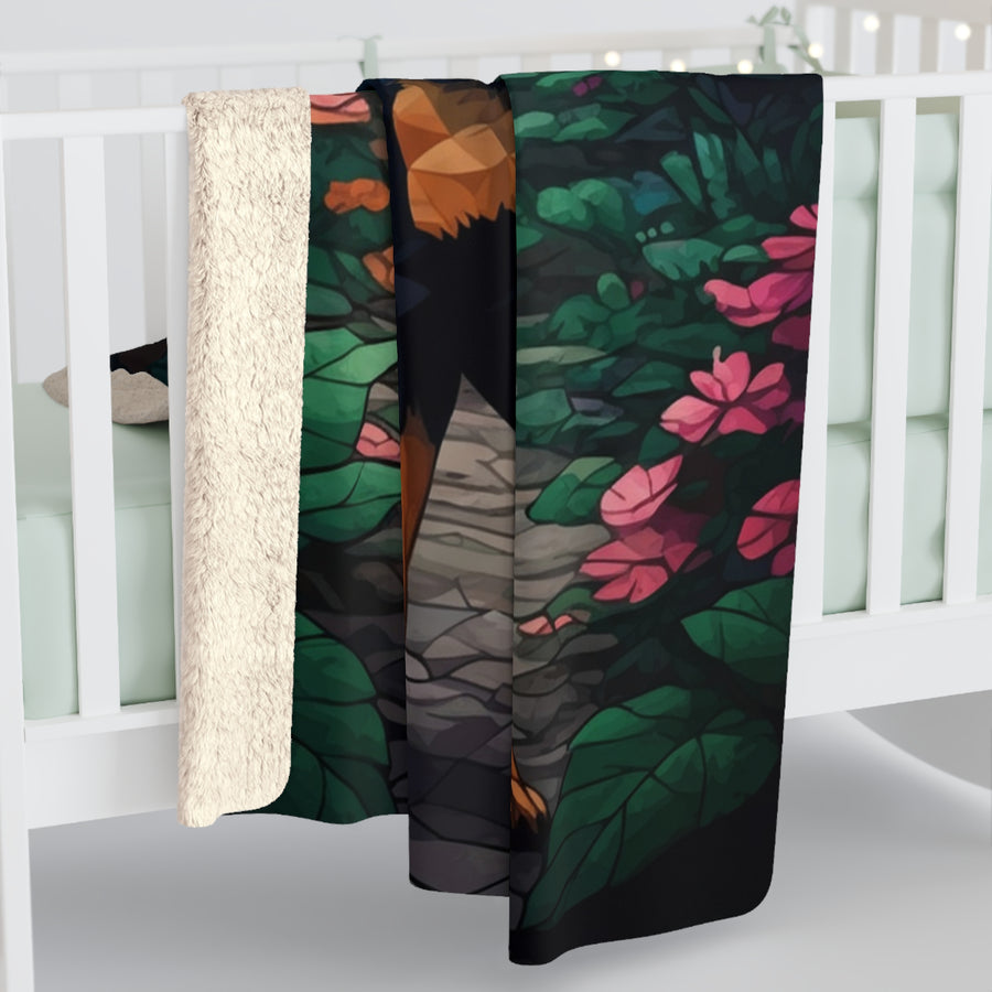 Rottweiler Low Poly Forest Sherpa Fleece Blanket | Dog Lover Gift
