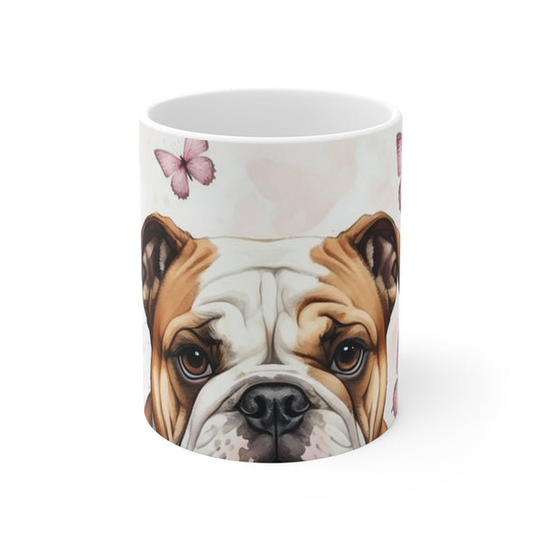 English Bulldog Watercolor Butterfly Bloom Gift Set — Mug + Coaster + Sticker | Tritan