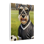 Miniature Schnauzer Soccer Portrait Oil Painting Canvas Wall Art, Schnauzer Dog Lover Gift, Pet Decor, Sports Fan Home Decor