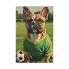 French Bulldog Oil Painting Soccer Portrait Canvas Wall Art Decor Gift for Dog Lovers