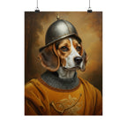 Beagle Medieval Knight Portrait Matte Poster, Regal Dog Art Print, Beagle Lover Gift, Wall Art