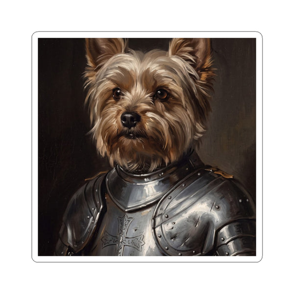 Yorkshire Terrier Medieval Knight Portrait Sticker, Dog Portrait Vinyl Decal, Kiss-Cut Sticker, Yorkshire Terrier Lover Gift