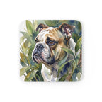 English Bulldog Watercolor Drink Coaster by Tritan — angled detail view