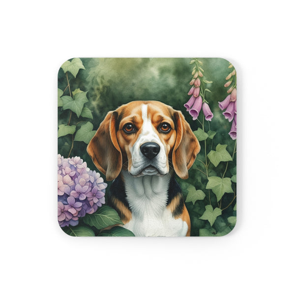 Beagle Watercolor Garden Peek Drink Coaster | Premium Dog Prints | Tritan
