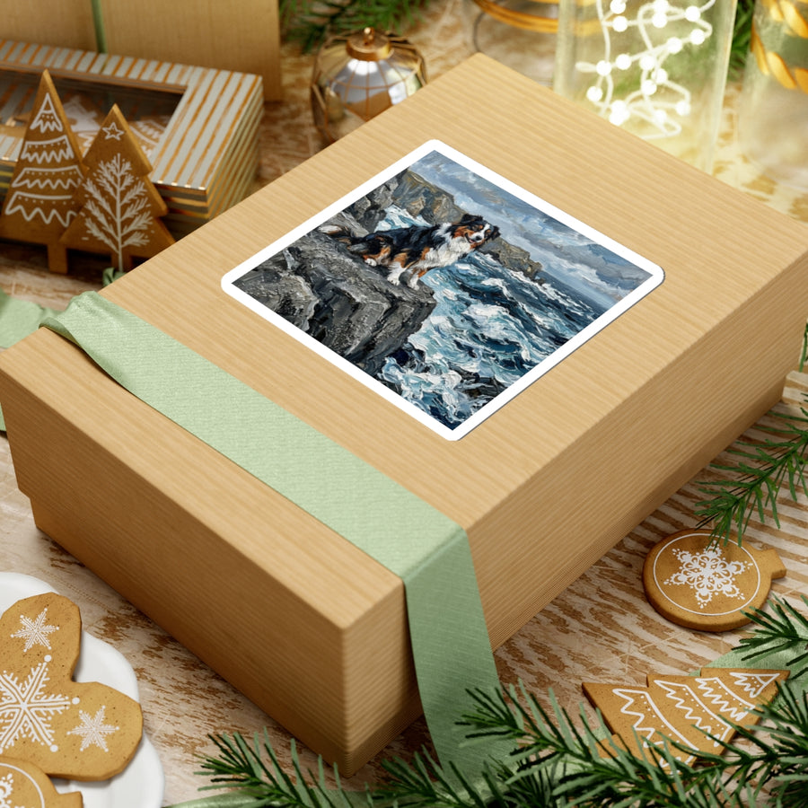 Acrylic Gallery Print Australian Shepherd - Coastal Cliffside | Kiss-Cut Stickers — view 8 of 12