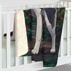 Siberian Husky Low Poly Forest Sherpa Fleece Blanket | Dog Lover Gift