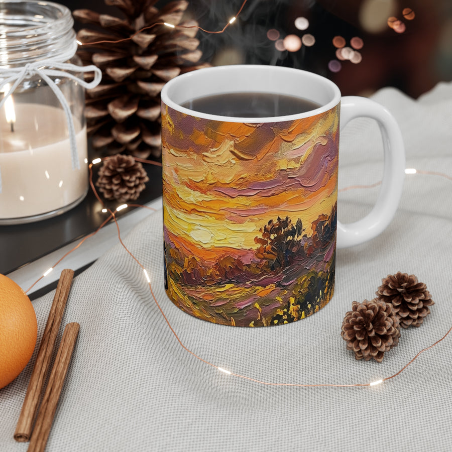 French Bulldog Acrylic Gallery Print Sunset Prairie Coffee Mug | Premium Dog Prints | Tritan — detail view