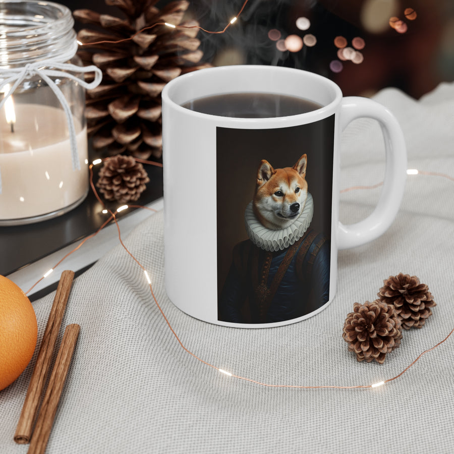 Shiba Inu Renaissance Portrait Mug, Dog Lover Gift, Pet Owner Decor, Regal Shiba Coffee Cup, Art Fan Present