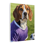 Beagle Soccer Portrait Oil Painting Canvas Print, Dog Wall Art Decor, Pet Lover Gift