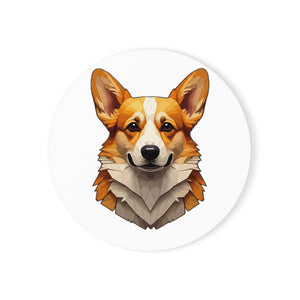 Corgi Low Poly Monochrome Gold Cork Back Coaster | Dog Lover Gift