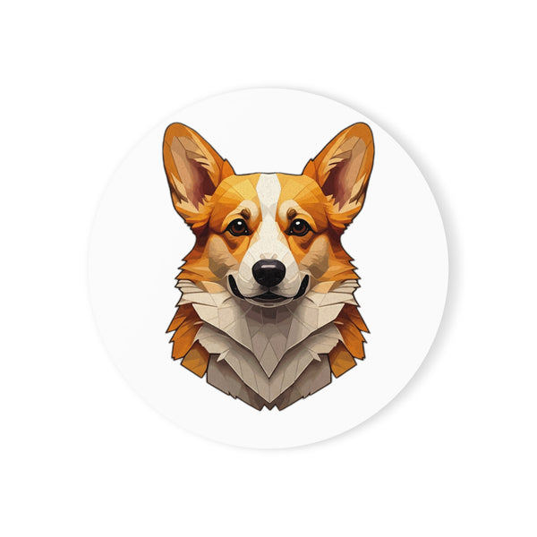 Corgi Low Poly Monochrome Gold Cork Back Coaster | Dog Lover Gift
